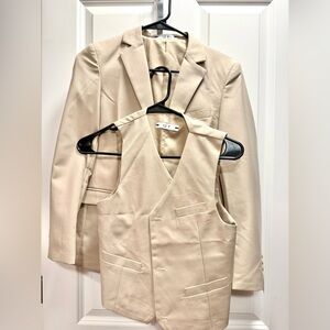 Boys Beige Suit Set - Jacket, Vest, Pants